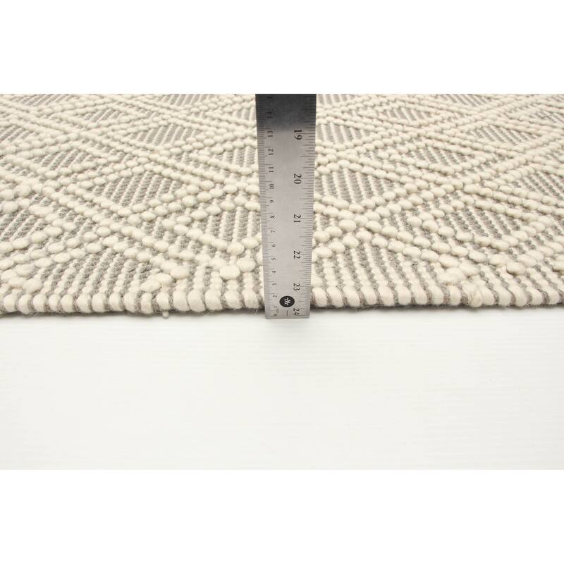 ECARPETGALLERY Braid weave Sienna Grey Wool Rug - 5'0 x 7'10