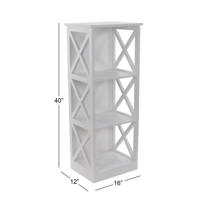 White Wooden 4 Shelves Shelving Unit