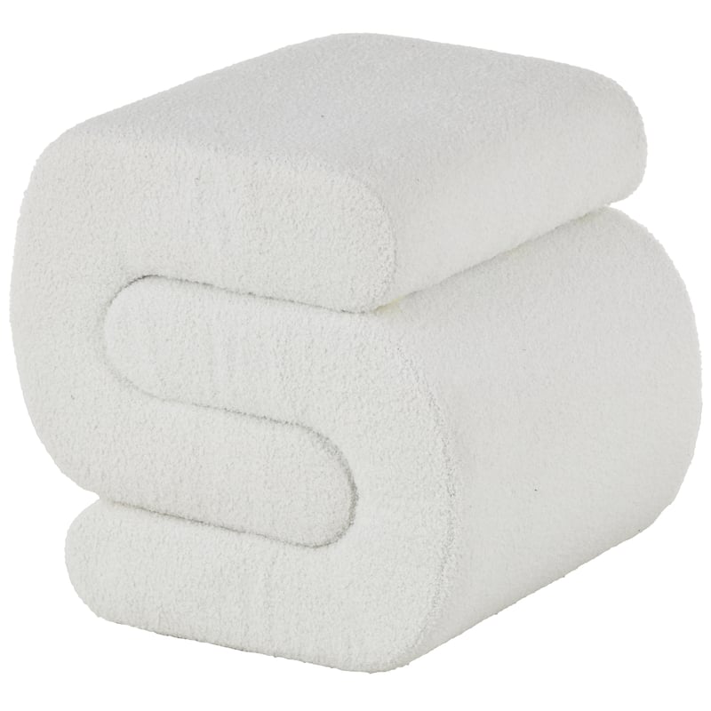Polyester S- Shaped Ottoman with Connected Arches - White, Gray or Copper - Roche River Decor - White