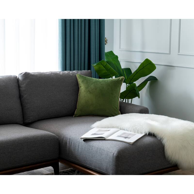 Gouchee Home Solid Velvet Mix Cushion 18 in. x 18 in. Throw Pillow - Green