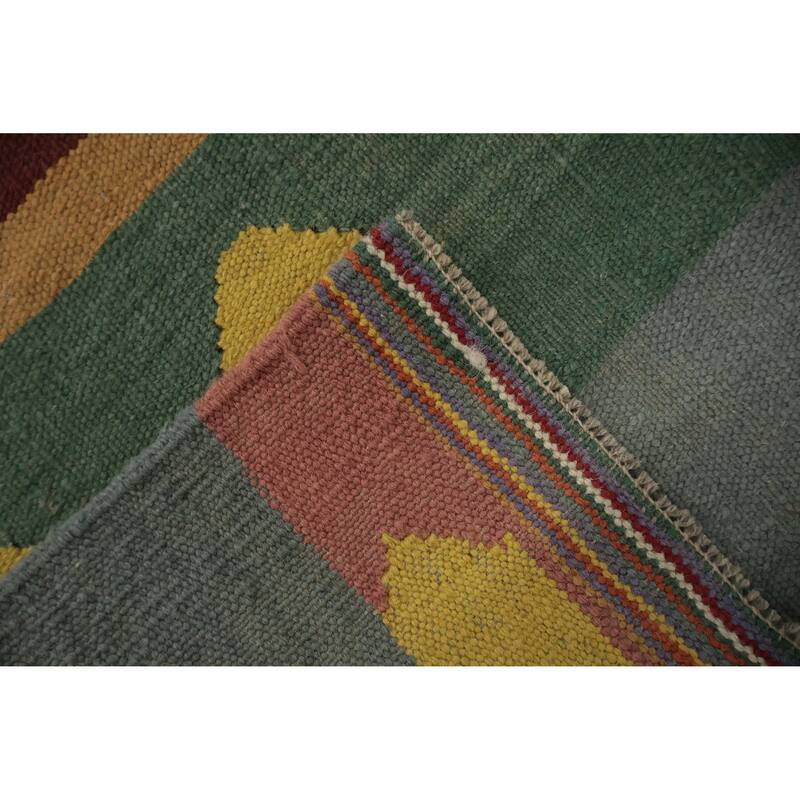 Hand Woven Oriental 100% Wool Carpet Southwestern Tribal Multi-Colored Kilim Area Rug - 11' 10'' X 8' 8''