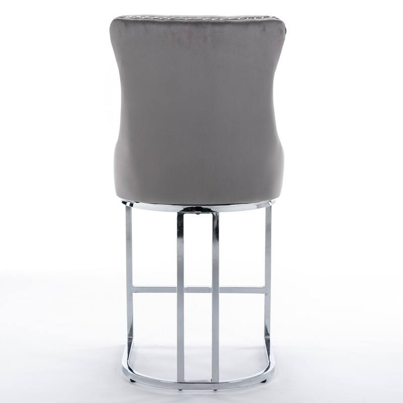 26" Counter Height Bar Stools Set of 2, Modern Velvet Barstools with Button Back&Rivet Trim Upholstered
