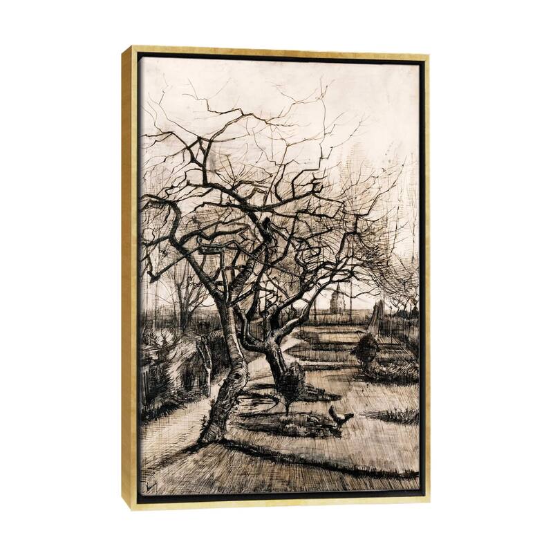 iCanvas "The Parsonage Garden at Nuenen in Winter" by Vincent van Gogh Framed Canvas Print - Gold - 40x26