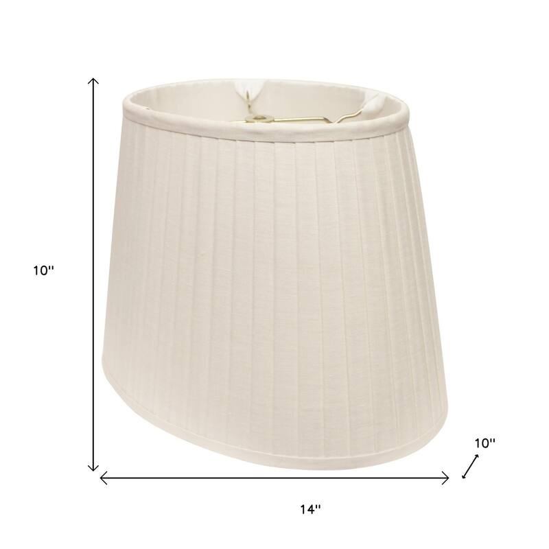 HomeRoots White Linen Pleated Oval Lamp Shade - 14