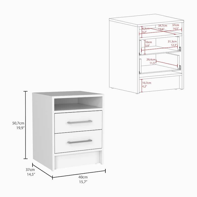 Superior Top Nightstand with Two Drawers
