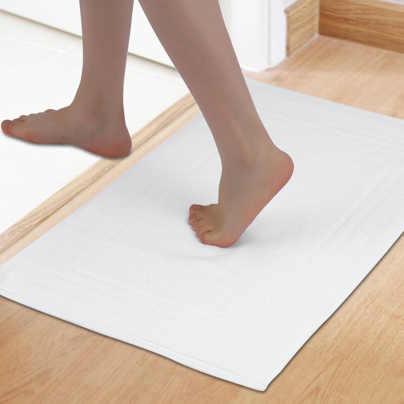 Absorbent Foldable Cotton Bath Rugs Quick Dry Floor Carpet Shower Mat Outside Shower Home Spa Bathmat - White