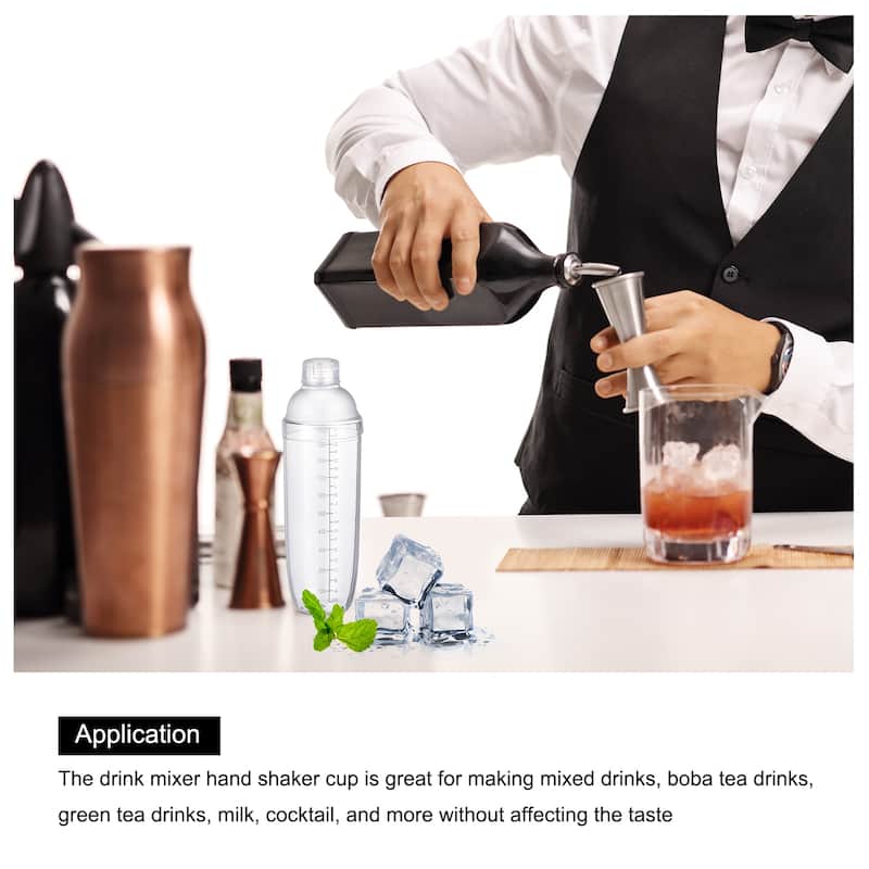 350ml Plastic Cocktail Shaker Cup Scale Wine Beverage Mixer Drink Tools