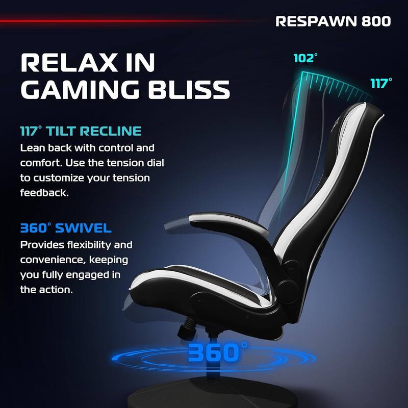 RESPAWN 800 Gaming Chair Floor, Swivel Rocker Gaming Chair, High Back Ergonomic Floor Gaming Chair for Kids and Adults