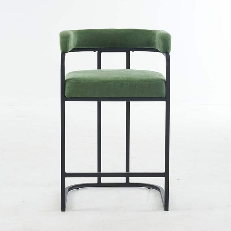 Modern Chenille Bar Stools Set of 2, Upholstered Counter Height Chairs