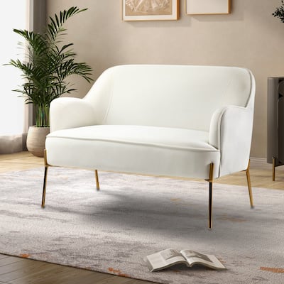 Barbara Contemporary Velvet Loveseat Sofa with Metal Legs by HULALA HOME