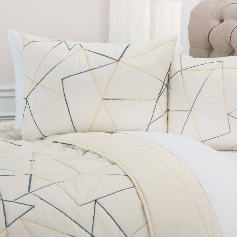 Julian Hand Quilted Cotton Sham in Ivory