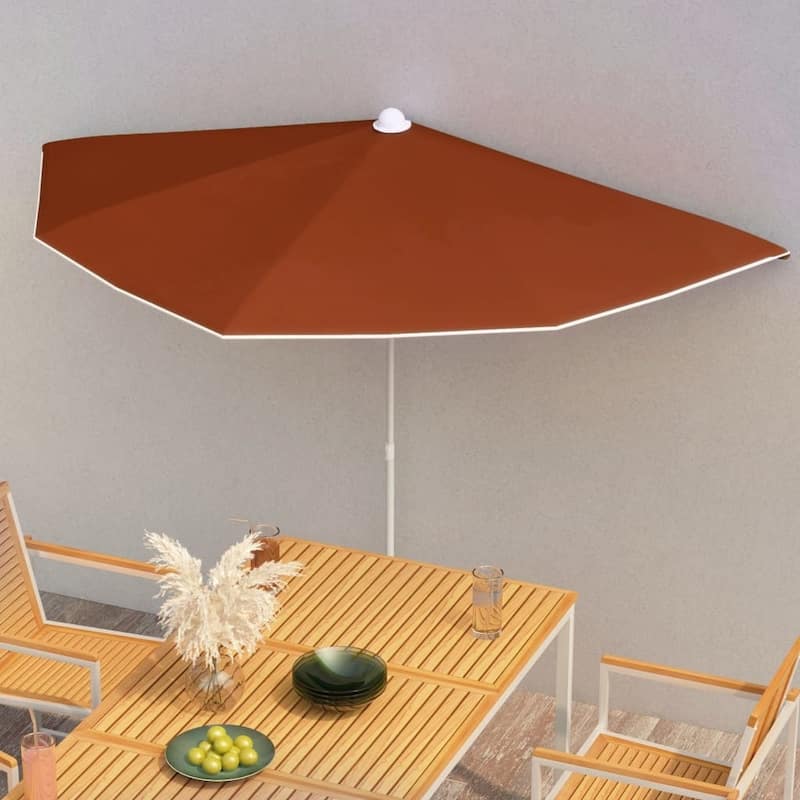 70.9"x35.4" Garden Half Parasol with Pole 8 Colors - Orange