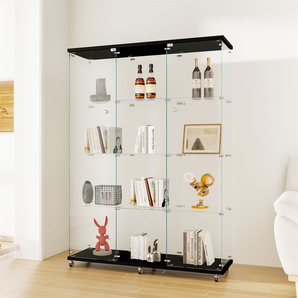 Floor Standing Glass Display Cabinet with 4 Shelves Extra Large