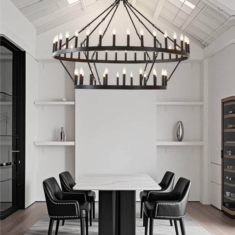 Large Black Large Wagon Wheel Chandelier Modern Farmhouse Candle Chandeliers