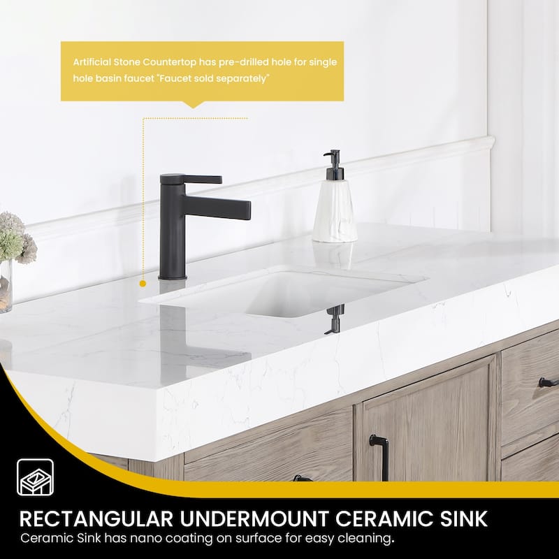 Leon 60 in. Single Bathroom Vanity with Composite Stone Top