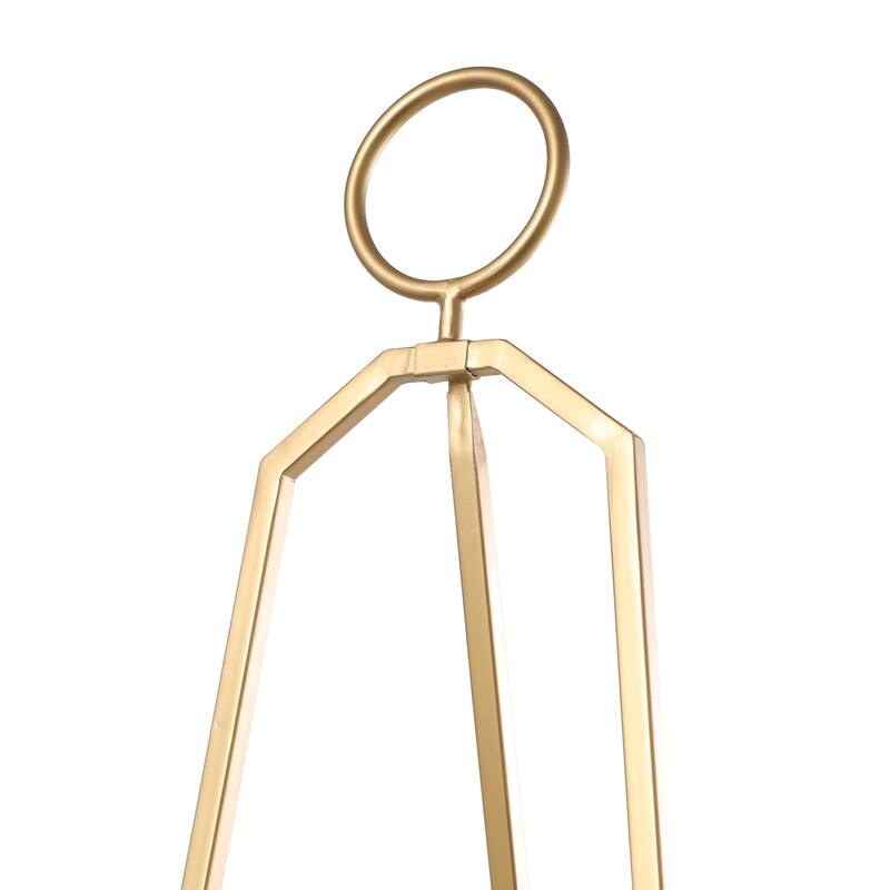 Metal Tall Adjustable Minimalistic Tabletop Display 3 Tier Easel with Circular Ring Top - Gold - Roche River Decor