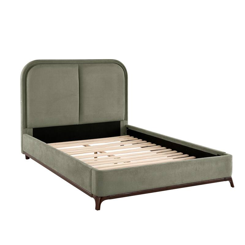 Tremont Curved LED Upholstered Platform Bed with Under-Bed Lighting by iNSPIRE Q Modern
