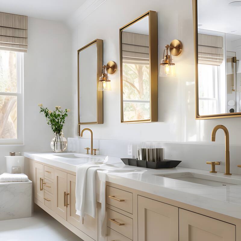 Modern Gold 1-Light Bathroom Vanity Lights Wall Sconces - L 4.7" x D 5.5" x H 11"