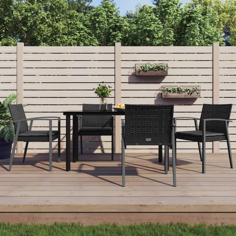 vidaXL 3/5/7/9 Piece Patio Dining Set with Cushions Poly Rattan and Steel