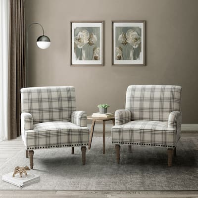 Chieti Elegant Armchair with Nailhead Trim Set of 2 Home Living Room Chairs