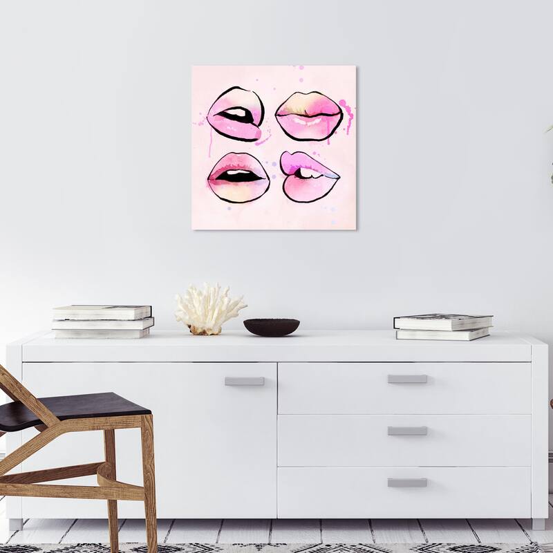 Wynwood Studio Canvas Fashion and Glam Pastel Lips Pink and Light Pink Modern & Contemporary Wall Art Canvas Print - 20 x 20