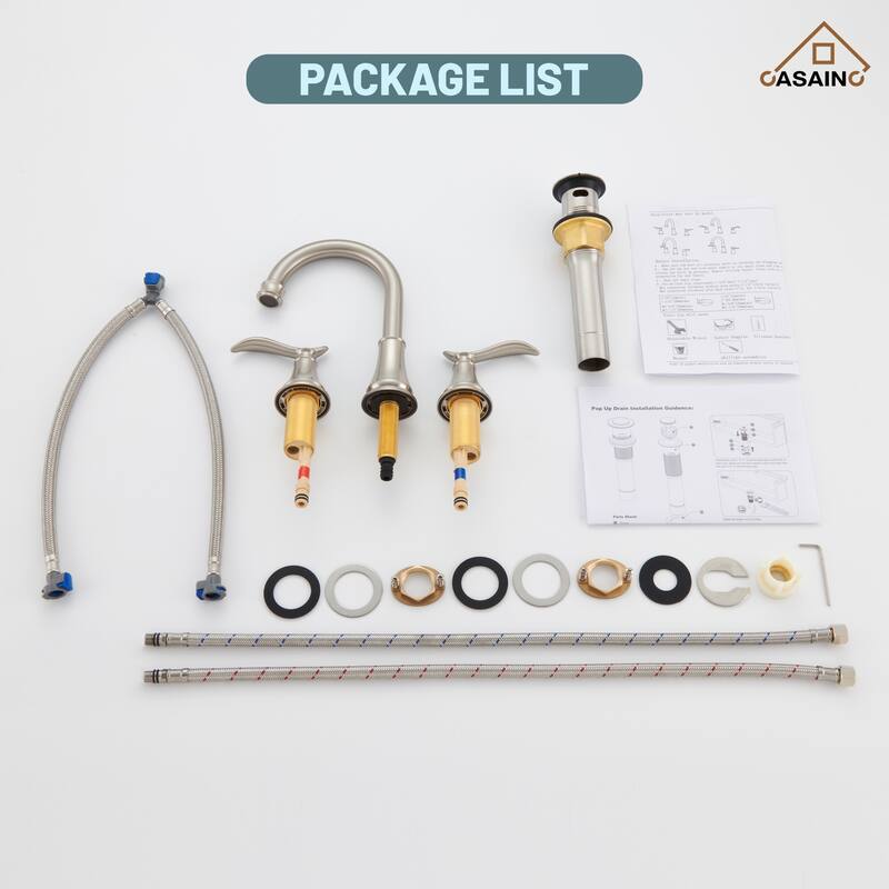 8 in. Widespread Double Handle Bathroom Faucet with Drain Kit Included