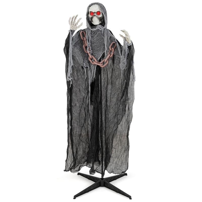 Costway 6.4 FT Standing Grim Reaper Halloween Animatronic Decoration