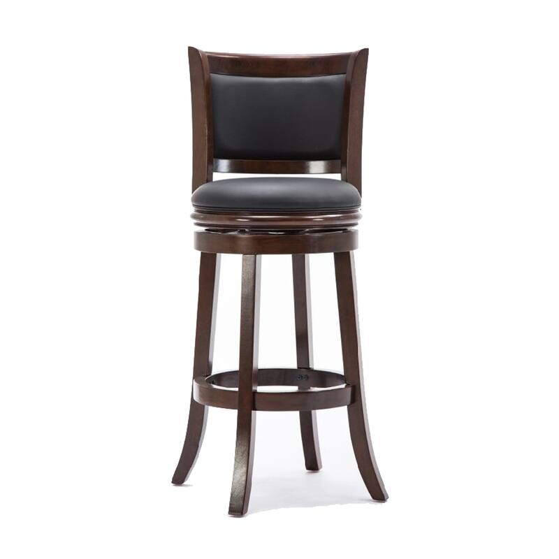 Round Wooden Swivel Barstool with Padded Seat and Back - 19.5 H x 43.5 W x 18 L Inches