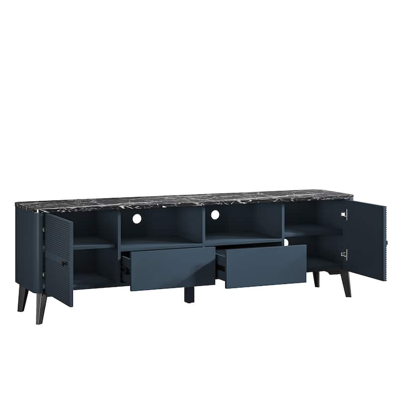Stylish 70-Inch TV Stand with Marble-Printed Top - 70" in Width
