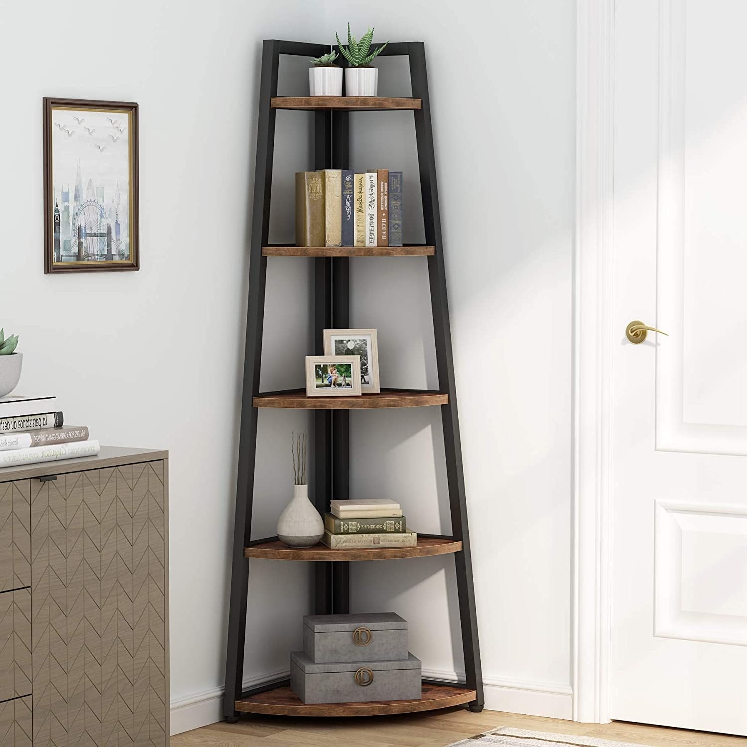 Corner bookshelf outlet rustic