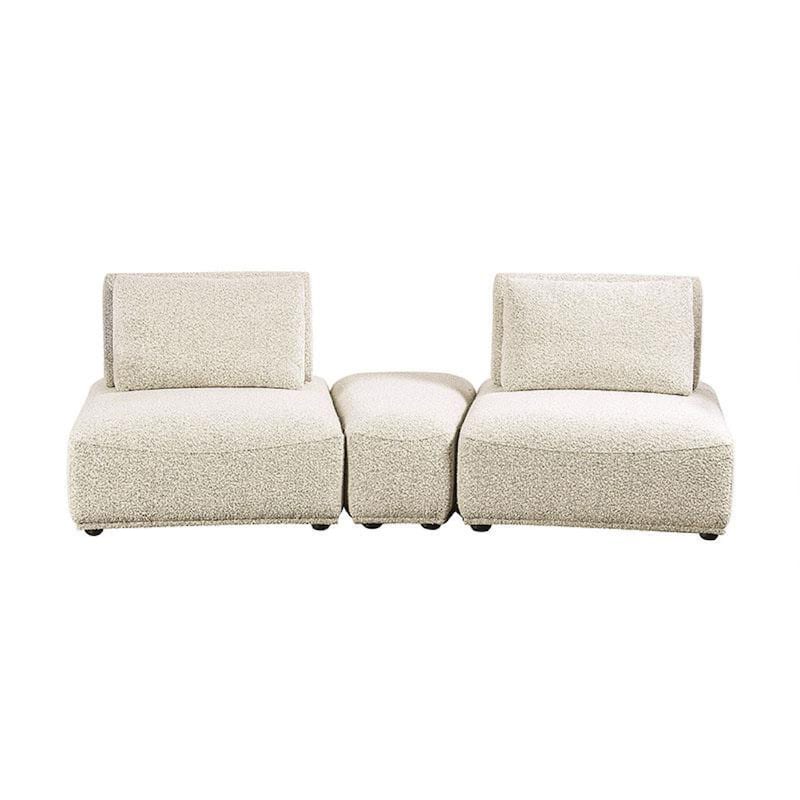 Stavan Modular Curved 2 Seat Sofa, Beige Boucle Adjustable Seat Depth