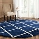preview thumbnail 86 of 135, SAFAVIEH Hudson Shag Estella Diamond Trellis 2-inch Thick Rug 3' x 3' Round - Navy/Ivory