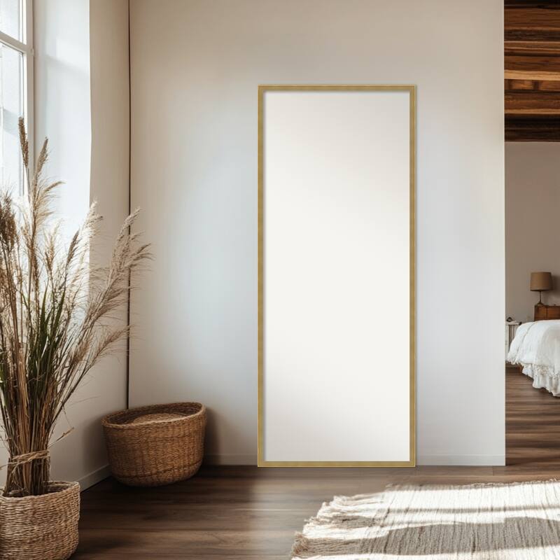 Incline Non-Beveled Wood Framed Full-Length Floor Leaner Mirror