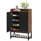 preview thumbnail 1 of 3, Shoe Storage Cabinet with Door for Entryway Black and Brown