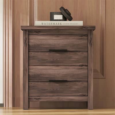 Vintage Two Drawer Wooden Nightstand, Large Storage Space