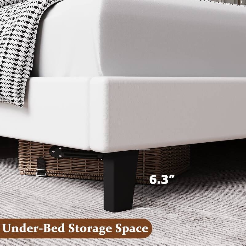 Upholstered Bed Frame with Adjustable Headboard