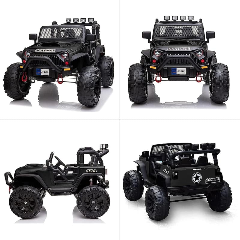 12V 2-Seater Kids Electric Ride-On Truck with Remote Control, Spring Suspension & Music - Black