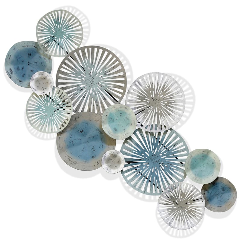 StyleCraft Indigo Plates - Metal Wall Sculpture - 44.88" x 22"