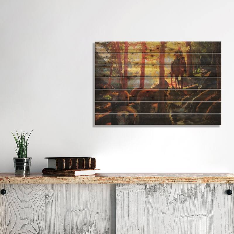 Rough Terrain Print On Wood by Christopher Clark - Multi-Color