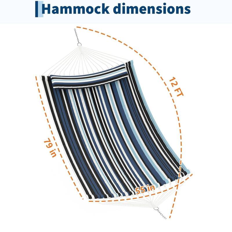 Durable Double Outdoor Hammock, Hanging Bed for Garden, Patio, Lawn