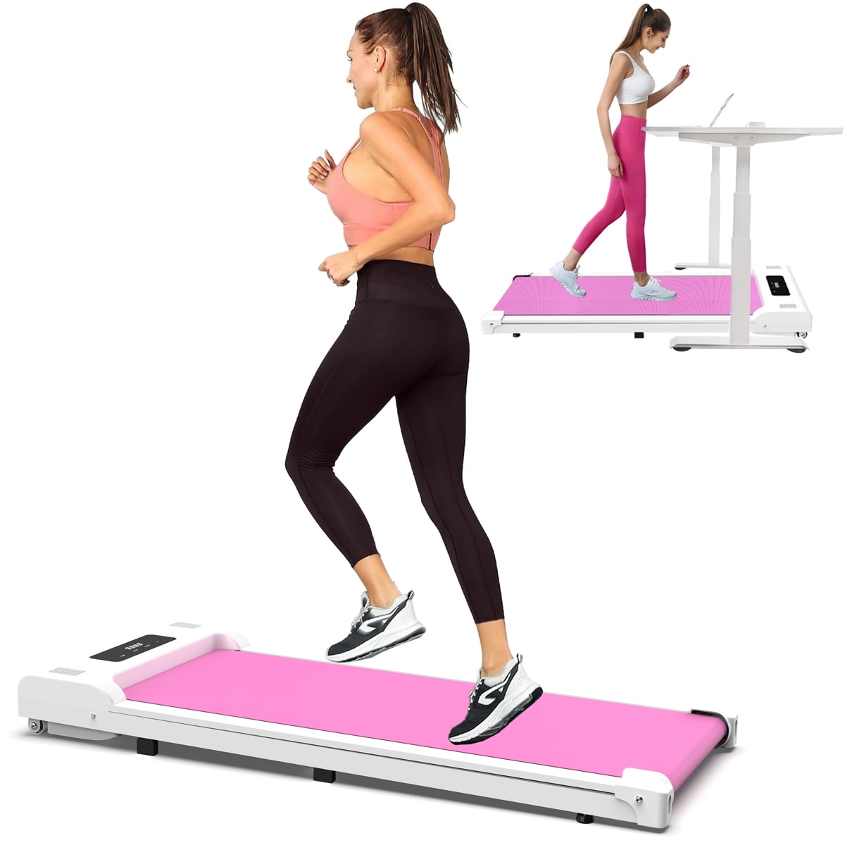 Pink Under Desk Treadmill Walking Pad Portable Treadmill Walking