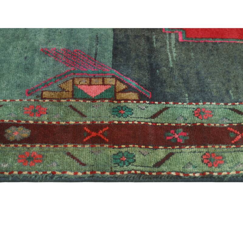 Fine Vintage Distressed Golshan Navy/Red Rug - 4'11" x 9'3"