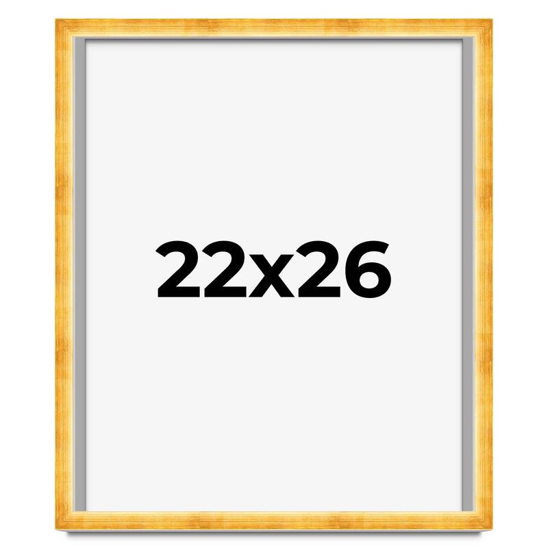22x26 Shadow Box Frame Gold | 1.625 Inches Deep Real Wood Traditional