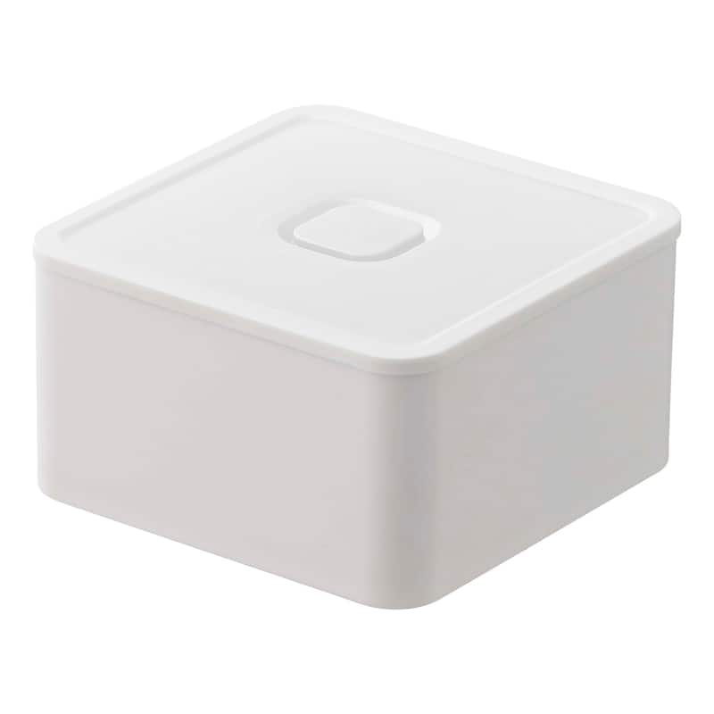 Yamazaki Home Vacuum-Sealing Food Storage Container, Polypropylene, 250ml - L 3.62 x W 3.62 x H 1.97 inches - White