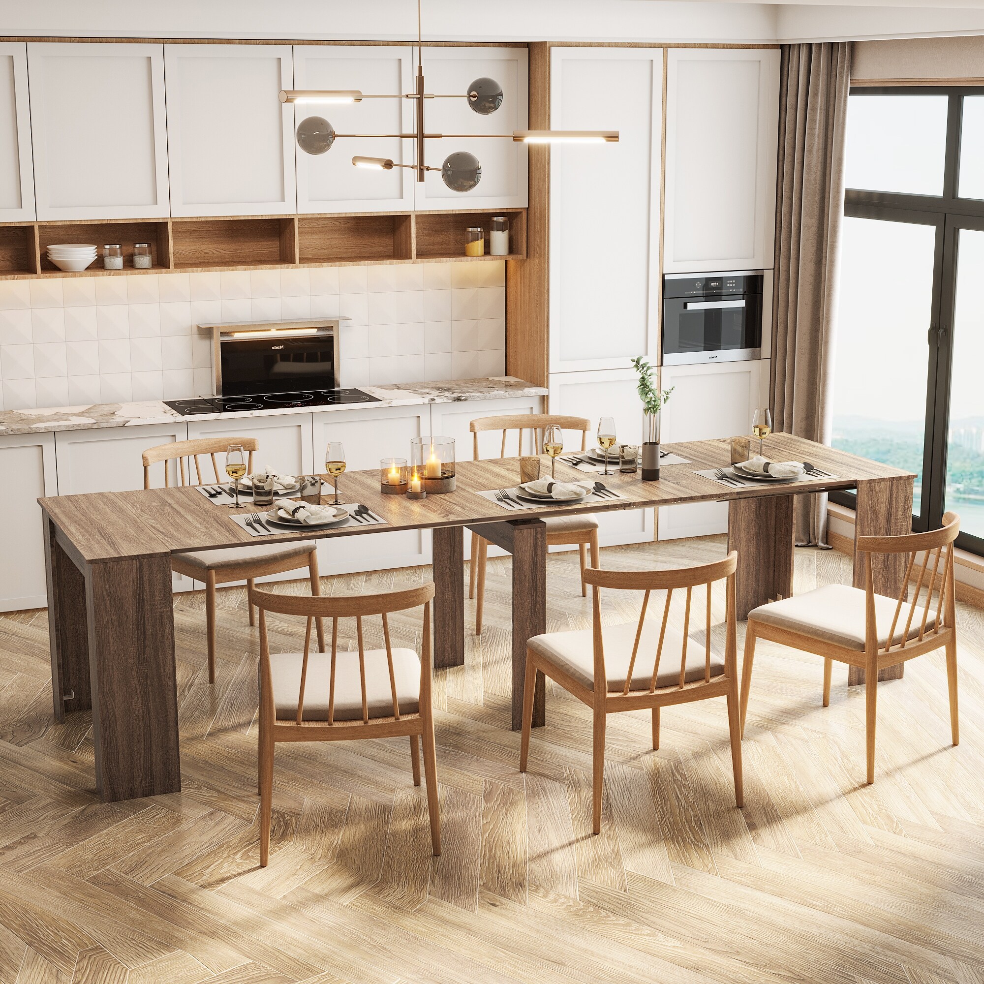 Foldable Dining Table for 6 12 People Extends to 118 inchConsole Table Space Saving Dinette