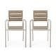 preview thumbnail 4 of 8, Faux Wood Dining Seat Set of 2, Garden Silver Aluminum Side Chairs
