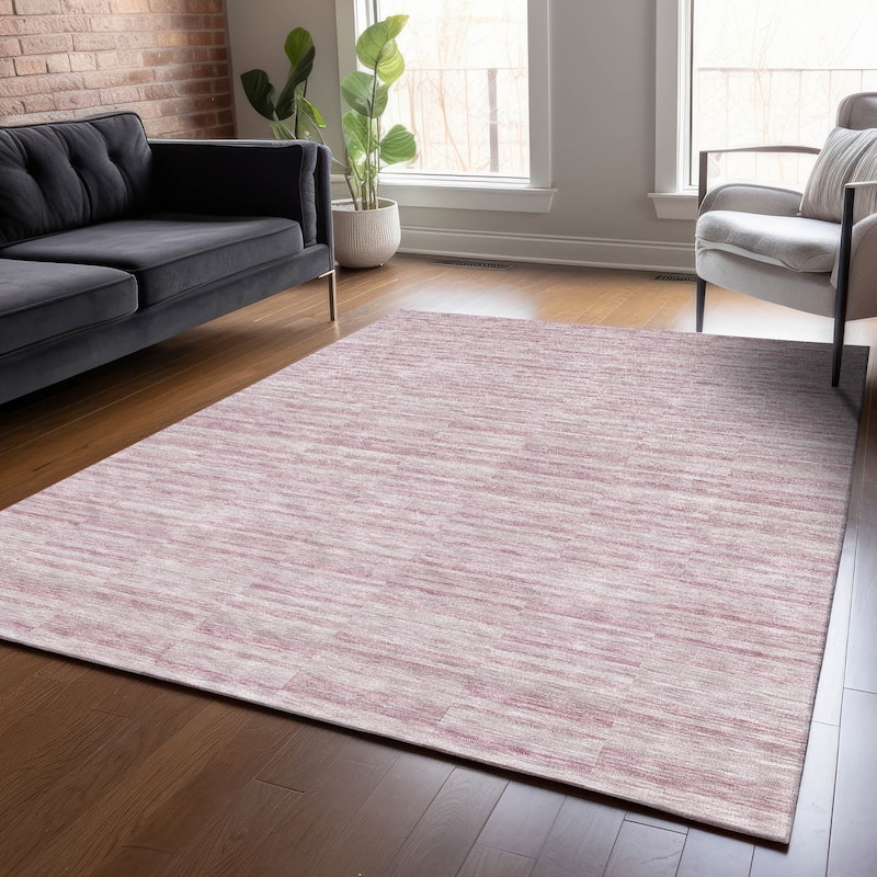 Machine Washable Indoor/ Outdoor Chantille Contemporary Blocks Rug