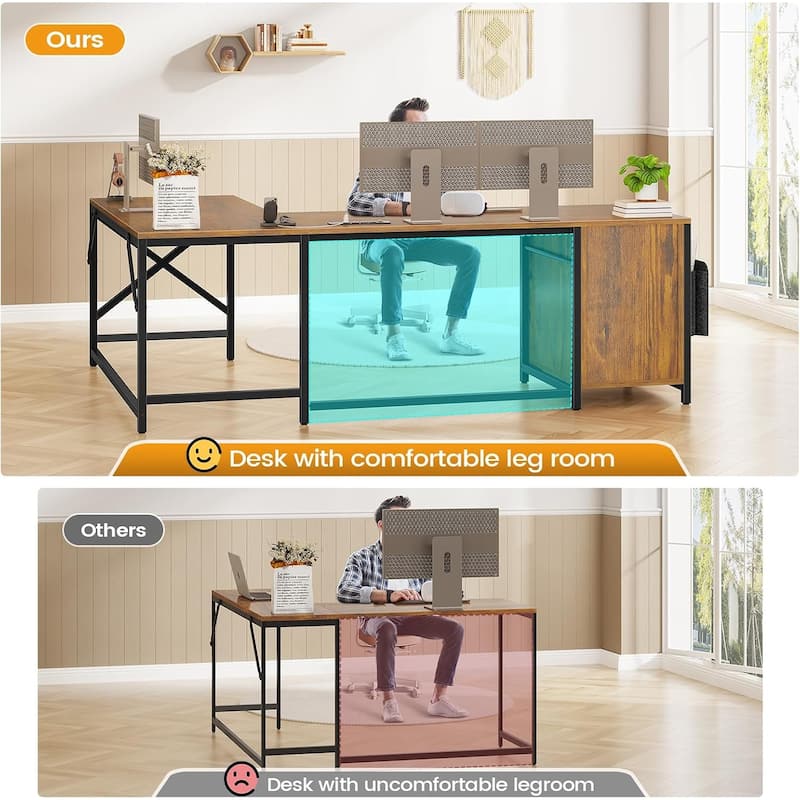 63" L Shaped Desk Corner Office Desk with Drawer Computer Desk