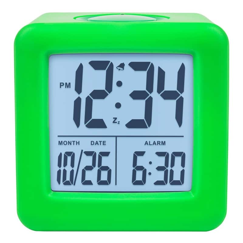 Equity by La Crosse Green Soft Cube LCD Alarm Clock with Smart Light