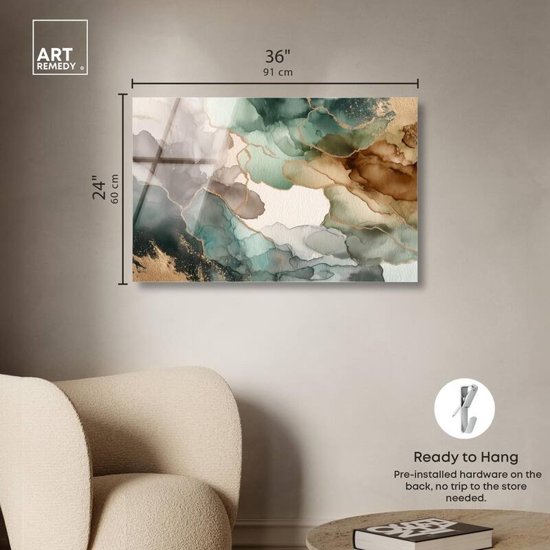 Golden Estuary II Acrylic by Art Remedy, Ready to Hang